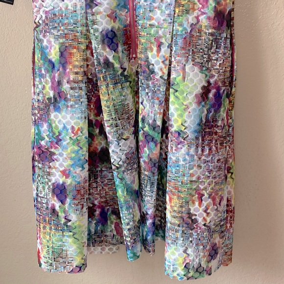 New York & Co. Watercolor Honeycomb Art To Wear Fit & Flare Dress Size 10 NWT - Picture 7 of 9